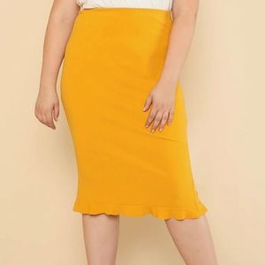 Shein yellow pencil skirt
